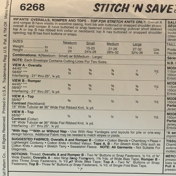 Bundle of (4) Infant/Babies Sewing Patterns - Picture 9 of 10